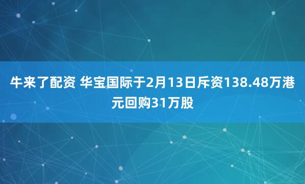 牛来了配资 华宝国际于2月13日斥资138.48万港元回购31万股